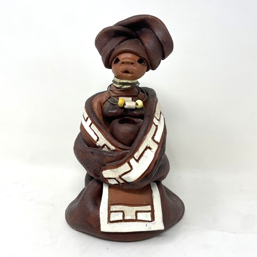 RARE Tribal African Xhosa Native Woman Mother & Child Terracotta Clay Sculpture